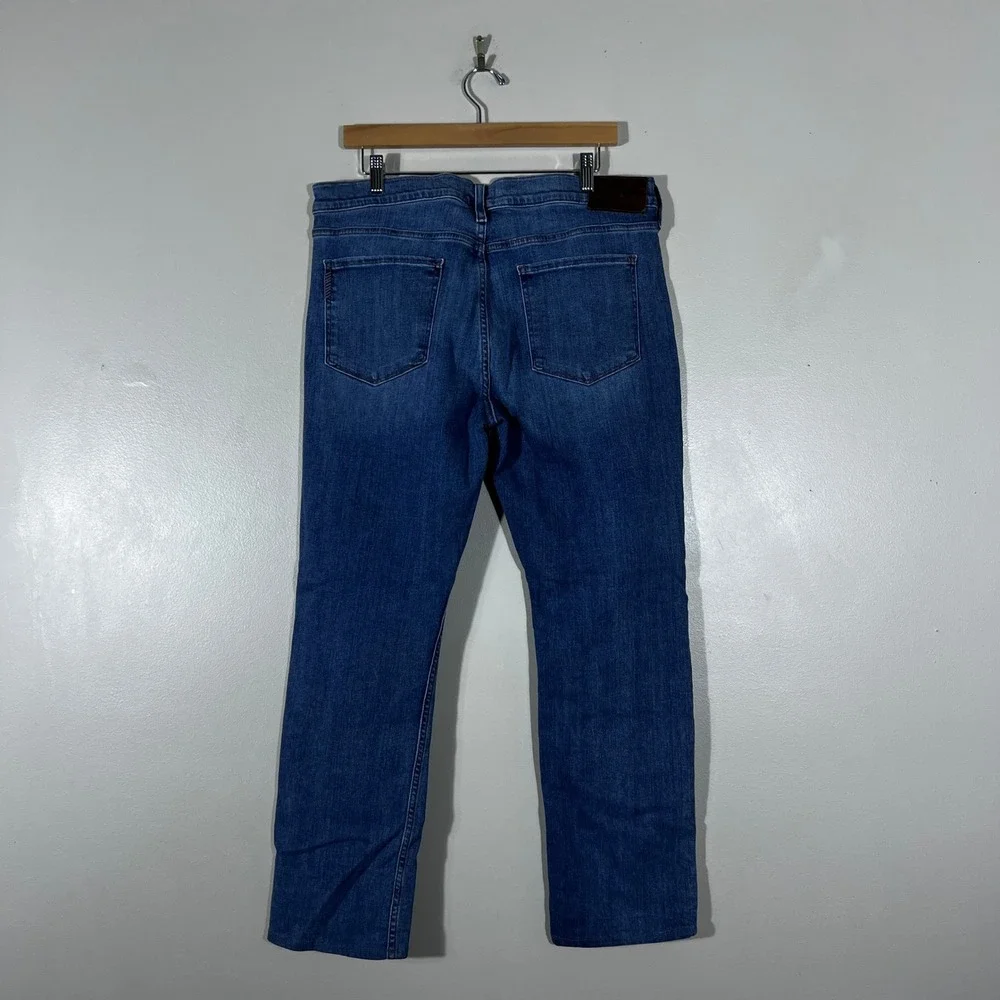 Paige Federal Slim Straight Solid Jeans Blue Stretch Premium Denim Size 34
